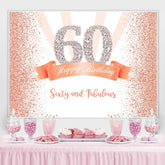 Lofaris Gold and Pink Happy 60th Birthday Party Backdrop